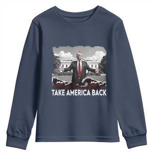 Donald Trump 2024 Youth Sweatshirt Take America Back Red Wave TS10 Navy Print Your Wear