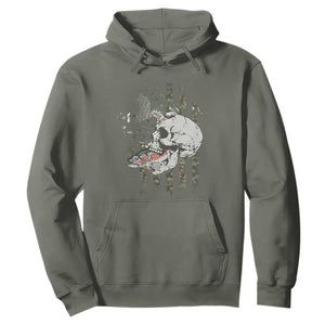 Halloween Fishing Skeleton Skull Hoodie American Flag Camo Fish Skull Fisherman Gifts TS10 Military Green Print Your Wear