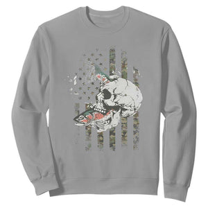 Halloween Fishing Skeleton Skull Sweatshirt American Flag Camo Fish Skull Fisherman Gifts TS10 Sport Gray Print Your Wear