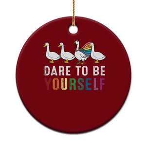 Rainbow Goose Dare to Be Yourself LGBTQ Pride Ceramic Ornament TS10 1pc Red Print Your Wear