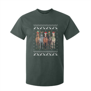 Horse Christmas T Shirt For Kid Western Cowboy Cowgirl Howdy Country Ugly Xmas TS10 Dark Forest Green Print Your Wear