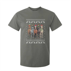 Horse Christmas T Shirt For Kid Western Cowboy Cowgirl Howdy Country Ugly Xmas TS10 Military Green Print Your Wear
