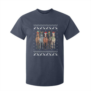 Horse Christmas T Shirt For Kid Western Cowboy Cowgirl Howdy Country Ugly Xmas TS10 Navy Print Your Wear
