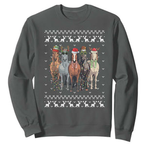 Horse Christmas Sweatshirt Western Cowboy Cowgirl Howdy Country Ugly Xmas TS10 Dark Heather Print Your Wear