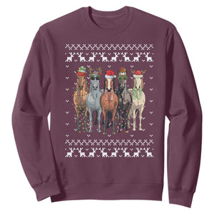 Horse Christmas Sweatshirt Western Cowboy Cowgirl Howdy Country Ugly Xmas TS10 Maroon Print Your Wear
