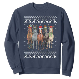 Horse Christmas Sweatshirt Western Cowboy Cowgirl Howdy Country Ugly Xmas TS10 Navy Print Your Wear