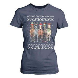 Horse Christmas T Shirt For Women Western Cowboy Cowgirl Howdy Country Ugly Xmas TS10 Navy Print Your Wear