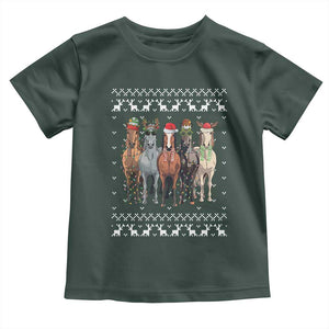Horse Christmas Toddler T Shirt Western Cowboy Cowgirl Howdy Country Ugly Xmas TS10 Dark Forest Green Print Your Wear