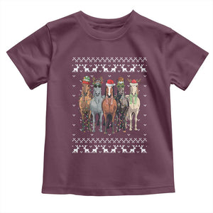 Horse Christmas Toddler T Shirt Western Cowboy Cowgirl Howdy Country Ugly Xmas TS10 Maroon Print Your Wear