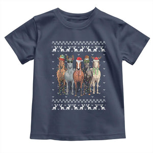 Horse Christmas Toddler T Shirt Western Cowboy Cowgirl Howdy Country Ugly Xmas TS10 Navy Print Your Wear