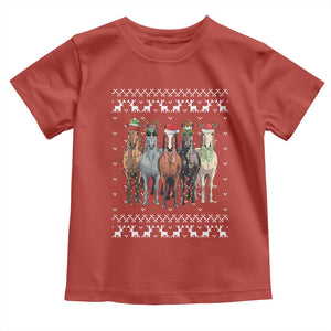 Horse Christmas Toddler T Shirt Western Cowboy Cowgirl Howdy Country Ugly Xmas TS10 Red Print Your Wear