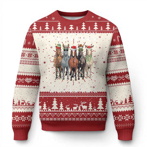 Horse Ugly Christmas Sweater Western Cowboy Cowgirl Howdy Country Ugly Xmas TS10 Red Print Your Wear