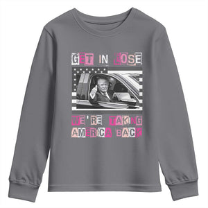 Funny Trump 2024 Youth Sweatshirt Get In Loser We Are Taking America Back TS10 Charcoal Print Your Wear