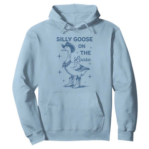 Retro Silly Goose On The Loose Hoodie 90s Aesthetic Funny Cowgirl Western TS10 Light Blue Print Your Wear