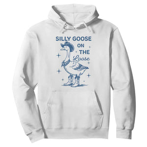 Retro Silly Goose On The Loose Hoodie 90s Aesthetic Funny Cowgirl Western TS10 White Print Your Wear