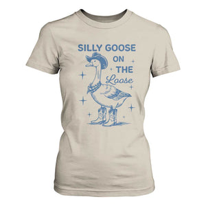 Retro Silly Goose On The Loose T Shirt For Women 90s Aesthetic Funny Cowgirl Western TS10 Sand Print Your Wear