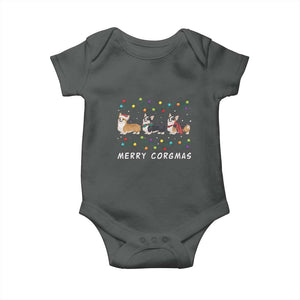 Corgi Dog Christmas Baby Onesie Merry Corgmas Santa Tree Lights Xmas Dog Mom Ugly TS10 Dark Heather Print Your Wear