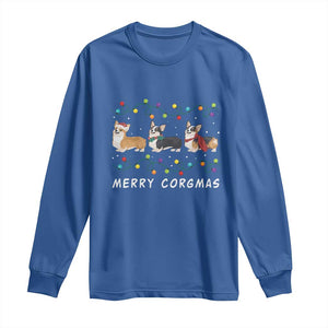 Corgi Dog Christmas Long Sleeve Shirt Merry Corgmas Santa Tree Lights Xmas Dog Mom Ugly TS10 Royal Blue Print Your Wear