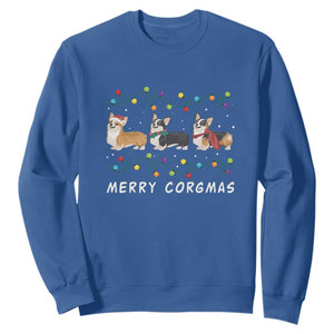 Corgi Dog Christmas Sweatshirt Merry Corgmas Santa Tree Lights Xmas Dog Mom Ugly TS10 Royal Blue Print Your Wear