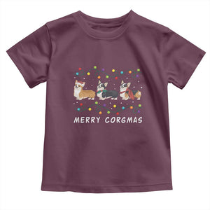 Corgi Dog Christmas Toddler T Shirt Merry Corgmas Santa Tree Lights Xmas Dog Mom Ugly TS10 Maroon Print Your Wear