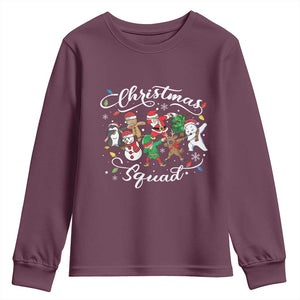 Christmas Squad Youth Sweatshirt Santa Dabbing Elf Family Matching Pajamas Xmas Crew TS10 Maroon Print Your Wear