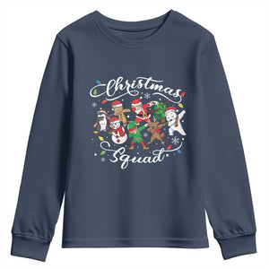 Christmas Squad Youth Sweatshirt Santa Dabbing Elf Family Matching Pajamas Xmas Crew TS10 Navy Print Your Wear