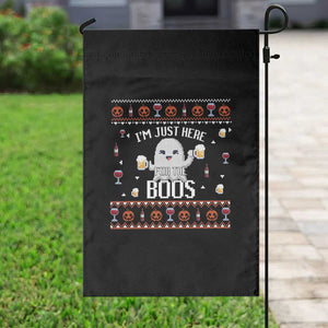 Im Just Here for the Boos Funny Gift Halloween Ghost with Beer Garden Flag Ugly Halloween Sweater TS10 Print Your Wear
