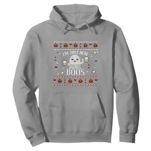 Im Just Here for the Boos Funny Gift Halloween Ghost with Beer Hoodie Ugly Halloween Sweater TS10 Sport Gray Print Your Wear