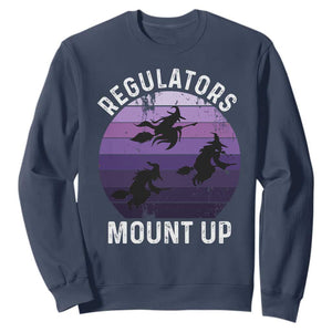 Funny Halloween Witch Sweatshirt Regulators Mount UpWitchy Vibes TS10 Navy Print Your Wear