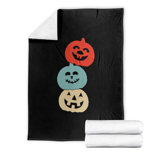 Vintage Halloween Pumpkin Funny Retro Gift Throw Blanket Cute Spooky Season Clothing TS10 Black Print Your Wear