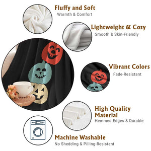 Vintage Halloween Pumpkin Funny Retro Gift Throw Blanket Cute Spooky Season Clothing TS10 Print Your Wear