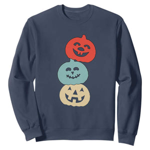 Vintage Halloween Pumpkin Funny Retro Gift Sweatshirt Cute Spooky Season Clothing TS10 Navy Print Your Wear
