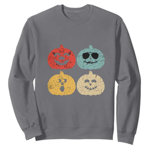 Retro Vintage Halloween Pumpkin Funny Gift Sweatshirt TS10 Charcoal Print Your Wear