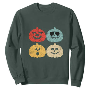 Retro Vintage Halloween Pumpkin Funny Gift Sweatshirt TS10 Dark Forest Green Print Your Wear