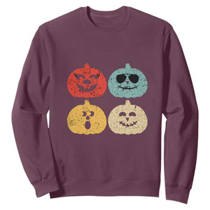Retro Vintage Halloween Pumpkin Funny Gift Sweatshirt TS10 Maroon Print Your Wear