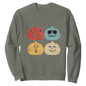 Retro Vintage Halloween Pumpkin Funny Gift Sweatshirt TS10 Military Green Print Your Wear