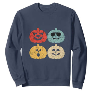 Retro Vintage Halloween Pumpkin Funny Gift Sweatshirt TS10 Navy Print Your Wear