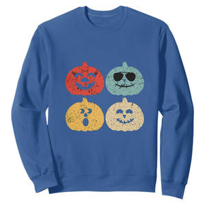 Retro Vintage Halloween Pumpkin Funny Gift Sweatshirt TS10 Royal Blue Print Your Wear