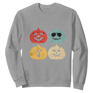 Retro Vintage Halloween Pumpkin Funny Gift Sweatshirt TS10 Sport Gray Print Your Wear