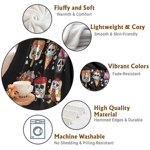 Horror Movie Summer Popsicle Halloween Ice Cream Summerween Throw Blanket TS10 Print Your Wear