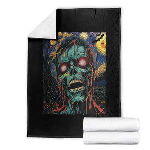 Horror Halloween Skull Throw Blanket Van Gogh Starry Night TS10 Black Print Your Wear