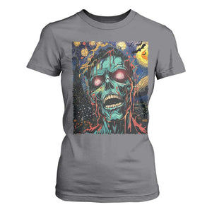 Horror Halloween Skull T Shirt For Women Van Gogh Starry Night TS10 Charcoal Print Your Wear