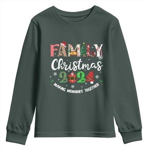 Matching Family Christmas 2024 Youth Sweatshirt Funny Group Xmas Festive Mom Dad Kids Tees TS10 Dark Forest Green Print Your Wear