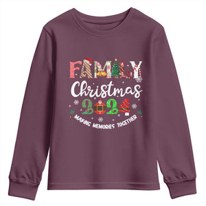 Matching Family Christmas 2024 Youth Sweatshirt Funny Group Xmas Festive Mom Dad Kids Tees TS10 Maroon Print Your Wear