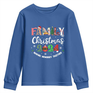 Matching Family Christmas 2024 Youth Sweatshirt Funny Group Xmas Festive Mom Dad Kids Tees TS10 Royal Blue Print Your Wear