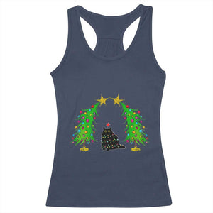 Cute Cat Christmas Racerback Tank Top Kitty Cat Lover Xmas Tree Lights TS10 Navy Print Your Wear