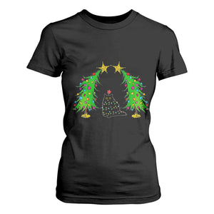 Cute Cat Christmas T Shirt For Women Kitty Cat Lover Xmas Tree Lights TS10 Black Print Your Wear