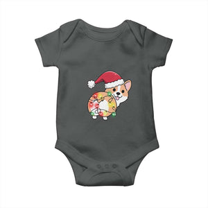 Christmas Corgi Dog Baby Onesie Cute Animal Pet Puppy Lover Gift Xmas Lights TS10 Dark Heather Print Your Wear