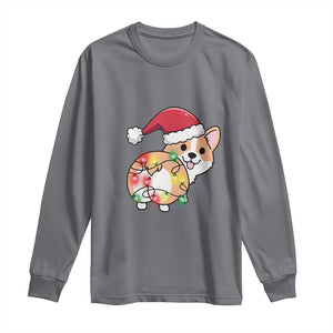 Christmas Corgi Dog Long Sleeve Shirt Cute Animal Pet Puppy Lover Gift Xmas Lights TS10 Charcoal Print Your Wear