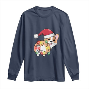 Christmas Corgi Dog Long Sleeve Shirt Cute Animal Pet Puppy Lover Gift Xmas Lights TS10 Navy Print Your Wear
